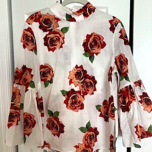 Adam Lippes Women's Ivory Rose-Print Romantic Designer Blouse